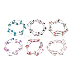 6Pcs 6 Colors Round Synthetic Turquoise Beads Multi-strand Bracelets for Women&nbsp;BJEW-JB12335