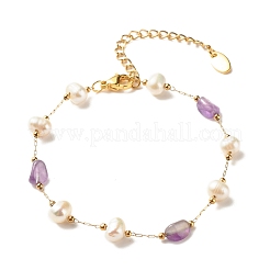 Natural Gemstone & Pearl Beaded Bracelet&nbsp;BJEW-JB08293