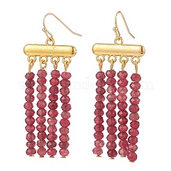 Dyed Natural Malaysia Jade Rondelle Beaded Tassel Dangle Earrings&nbsp;EJEW-JE05103