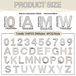144Pcs 36Pcs Number 0~9 & Letter A~Z Stainless Steel Charms&nbsp;STAS-TA0003-12