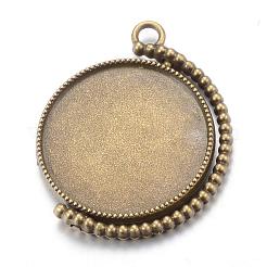 Rotatable Tibetan Style Alloy Pendant Cabochon Settings&nbsp;PALLOY-S087-012AB