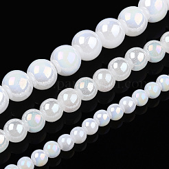 Electroplate Imitation Jade Glass Beads Strands&nbsp;GLAA-T032-J8mm-AB01
