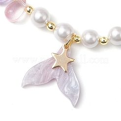 Natural Aquamarine & Rose Quartz & Amethyst Beads Charm Bracelets for Women&nbsp;BJEW-JB11731