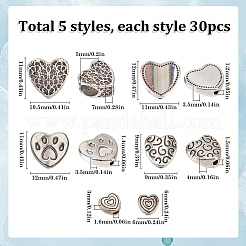 150pcs 5 Styles Tibetan Style Alloy Beads&nbsp;FIND-SC0011-21