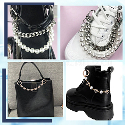 4Pcs 2 Styles Butterfly Heart Alloy Crystal Rhinestone & ABS Imitation Pearl Shoe Chain Decorations&nbsp;HJEW-AR00020