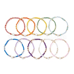 10Pcs Glass Seed Beads & Glass & Natural Trochid Shell Beaded Stretch Bracelets for Women&nbsp;BJEW-MZ00285