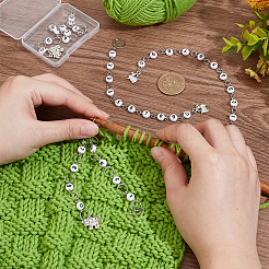 4Pcs 4 Style Acrylic Beaded Knitting Row Counter Chains with Alloy Sheep Charm&nbsp;HJEW-AB00664