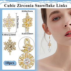 10Pcs Brass Micro Pave Clear Cubic Zirconia Connector Charms&nbsp;ZIRC-BBC0002-86C