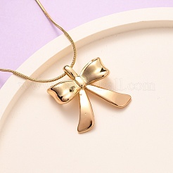 304 Stainless Steel Bowknot Pendant Snake Chain Necklaces for Women&nbsp;NJEW-F354-06G