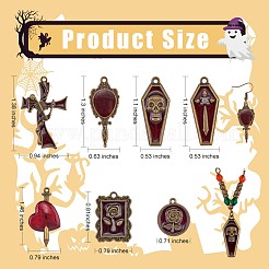18Pcs 9 Style Halloween Alloy Rhinestone Pendants&nbsp;JX161A