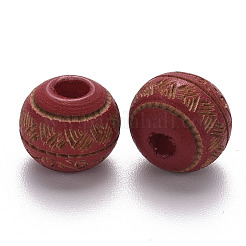 Painted Natural Wood Beads&nbsp;WOOD-N006-02A-10
