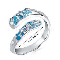 Rhodium Plated 925 Sterling Silver Open Cuff Ring with Clear Cubic Zirconia&nbsp;JR885A