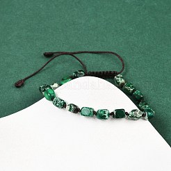Dyed Natural Imperial Jasper Beads Braided Bead Bracelets for Men Women&nbsp;BJEW-D360-01B