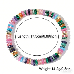 Natural Mixed Gemstone & Brass Beads Stretch Bracelets for Women&nbsp;RV1969-1