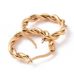 Iron Plating(IP) 304 Stainless Steel Twist Rope Hoop Earrings for Women&nbsp;EJEW-G298-07A-G