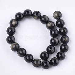 Natural Golden Sheen Obsidian Beads Strands&nbsp;G-S333-8mm-025