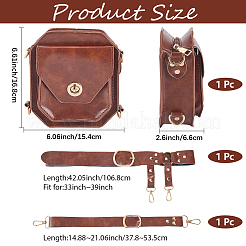 1 Set Retro Rectangle PU Leather Belt Pouch Waist Bags&nbsp;AJEW-CL0003-38A