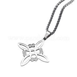 Witches Knot 304 Stainless Steel Pendant Necklaces & Hoop Earrings & Rings Sets&nbsp;FS-WGFB126-01
