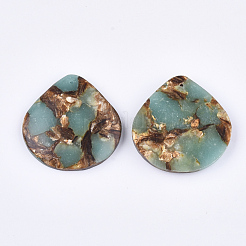 Assembled Natural Bronzite and Synthetic Aqua Terra Jasper Pendants&nbsp;G-S329-043