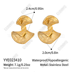 Fan-Shaped Textured 304 Stainless Steel Stud Earrings for Women&nbsp;UH9898