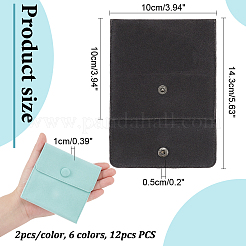 12Pcs 6 Colors Square Velvet Jewelry Bags&nbsp;TP-NB0001-60