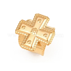 Cross 304 Stainless Steel Cuff Open Rings for Women&nbsp;RJEW-L340-01G