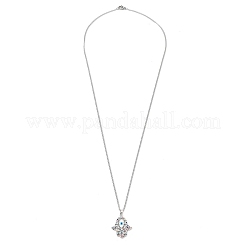 Brass Micro Pave Cubic Zirconia Pendant Necklaces&nbsp;NJEW-M211-04B-P