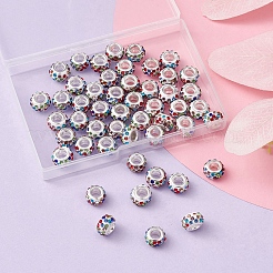 50Pcs Polymer Clay Rhinestone European Large Hole Beads&nbsp;FPDL-YW0001-02
