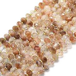 Natural Black Gold Rutilated Quartz Beads Strands&nbsp;G-P573-A16-01