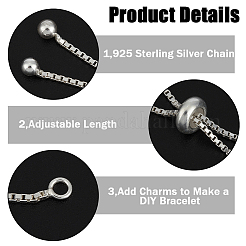 2Pcs 925 Sterling Silver Box Chain with Stop Beads & Loops&nbsp;STER-BBC0006-53