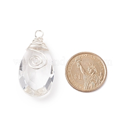 Wire Wrapped Transparent Glass Pendants&nbsp;PALLOY-JF01828