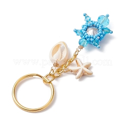 Tortoise Glass Seed Beaded Keychain&nbsp;KEYC-MZ00023-03