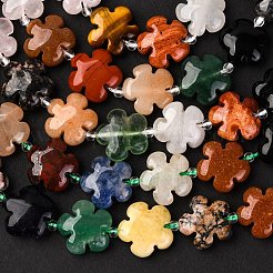 Mixed Natural Gemstone Flower Beads Strands&nbsp;G-L241B-07