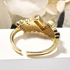 Brass Micro Pave Clear Cubic Zirconia Cuff Rings&nbsp;RJEW-U035-08GP