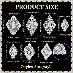21Pcs 7 Styles Cotton Hollow Out Embroidery Sew on Cloth Patches&nbsp;PATC-BC0001-30A