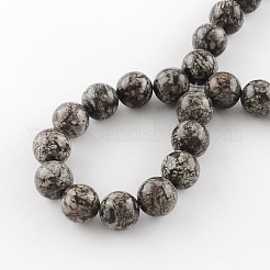 Round Natural Red Snowflake Obsidian Beads Strands&nbsp;G-R324-10mm-01