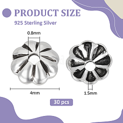 30Pcs Retro 925 Sterling Silver Bead Caps&nbsp;STER-BC0004-11