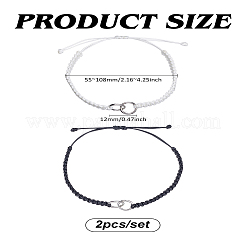 2Pcs 2 Colors Adjustable Nylon Cord Braided Bracelets for Couple&nbsp;BJEW-LP0003-18