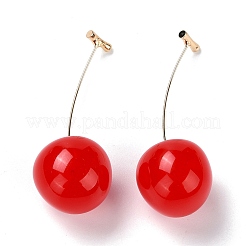 Lifelike Cherry Resin Dangle Stud Earrings&nbsp;EJEW-F274-01D