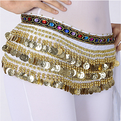 Golden Alloy Three Layers Flat Round Waist Belt&nbsp;AJEW-WH20002-09B