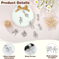 8Pcs Bowknot Alloy Stethoscope Pendant Decorations&nbsp;HJEW-SW00151-05