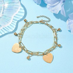 Brass Paperclip and Figaro Chains Anklets&nbsp;AJEW-AN00597