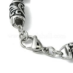 304 Stainless Steel Textured Column Link Chain Bracelets for Women Men&nbsp;BJEW-C063-11AS