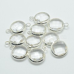 Silver Color Plated Brass Glass Pendants&nbsp;GLAA-J018A-S