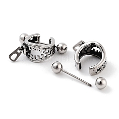 Zipper 316 Surgical Stainless Steel Shield Barbell Hoop Earrings&nbsp;EJEW-Z050-52AS