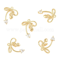 5Pcs Brass Micro Pave Clear Cubic Zirconia Pendants&nbsp;KK-YW0004-13