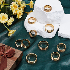 16Pcs 8 Styles 201 Stainless Steel Grooved Finger Ring Settings&nbsp;STAS-SC0010-64