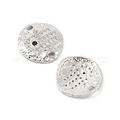 Brass Micro Pave Clear Cubic Zirconia Disc with Hamsa Hand Connector Charms&nbsp;KK-P300-24P-01