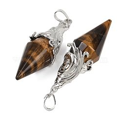 Natural Tiger Eye Faceted Bicone Big Pendants&nbsp;G-Z101-03P-06