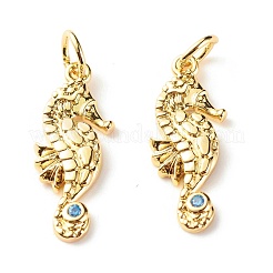 Brass Micro Pave Light Blue Cubic Zirconia Pendants&nbsp;ZIRC-P094-16G-RS
